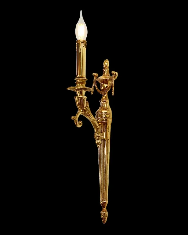 Auteuil Brass Wall Sconce, 1-Light, 24" H in antique brass