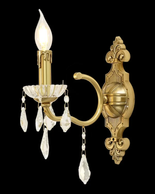 Auteuil Crystal Wall Sconce, 1-Light, 14" H in antique brass