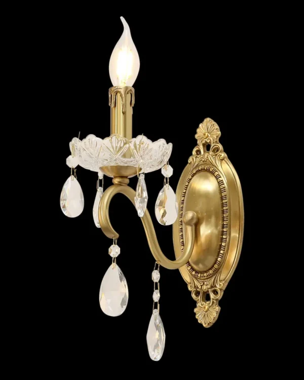 Auteuil Crystal Wall Sconce, 1-Light, 16" H in antique brass
