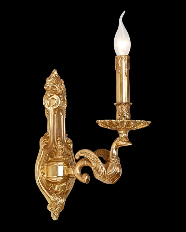Auteuil Brass Wall Sconce, 1-Light, 18" H in antique brass