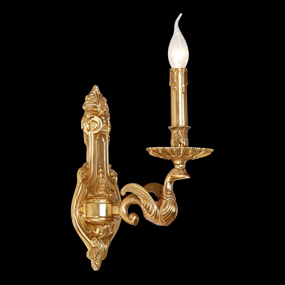 Auteuil Brass Wall Sconce, 1-Light, 18" H in antique brass