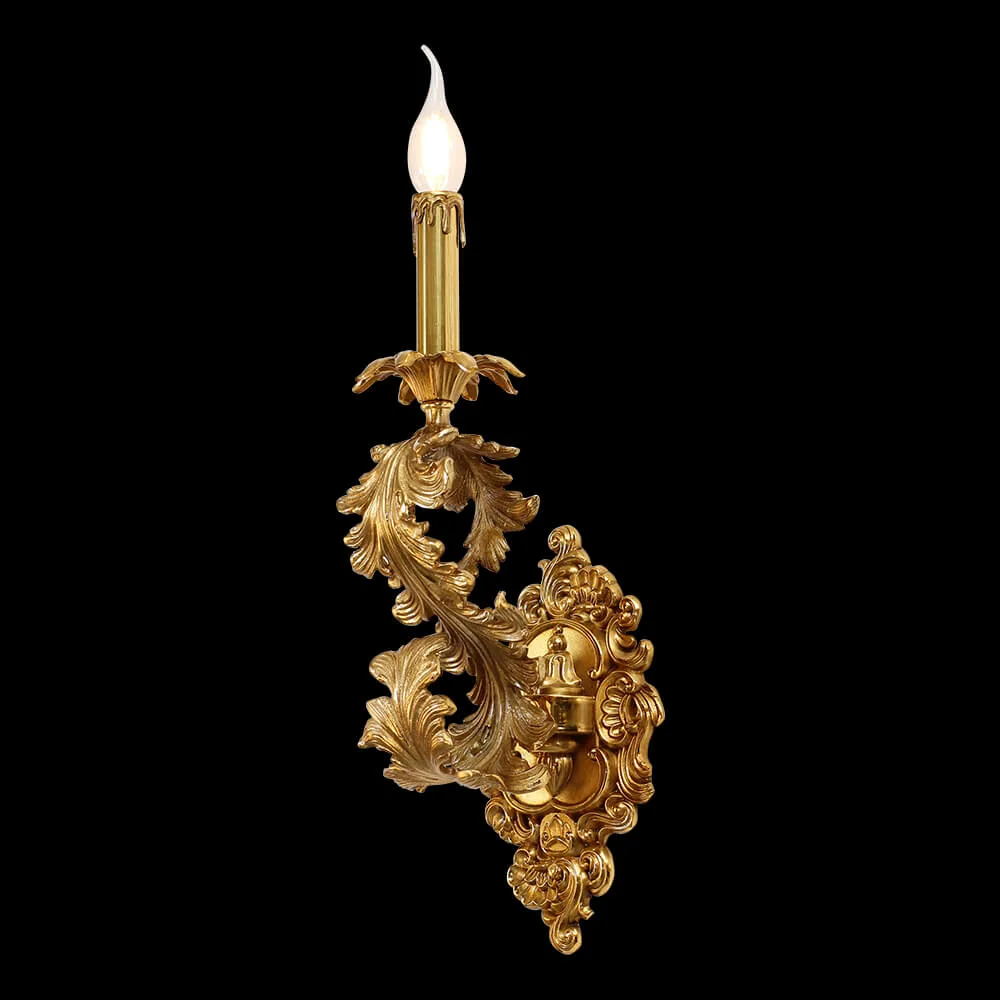 Auteuil Brass Wall Sconce, 1-Light, 20" H in antique brass