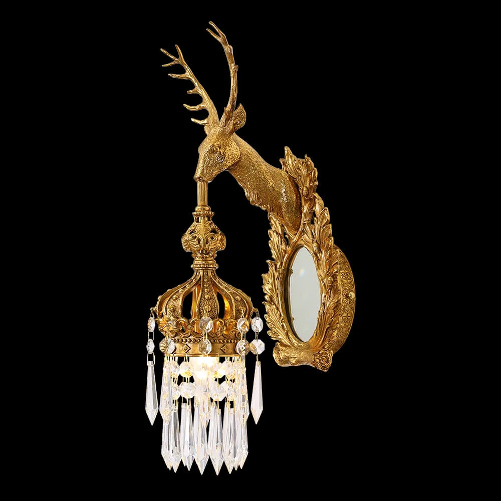 Auteuil Crystal Wall Sconce, 1-Light, 21" H in antique brass