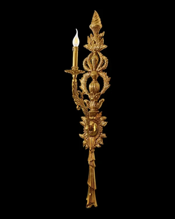 Auteuil Brass Wall Sconce, 1-Light, 42" H in Antique Brass in antique brass