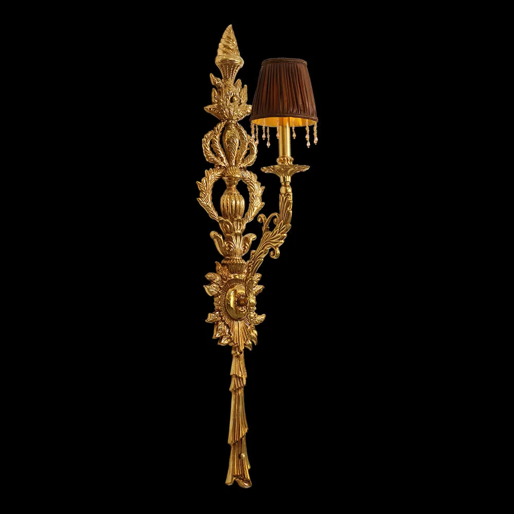 Auteuil Brass Wall Sconce II, 1-Light, 42" H in Antique Brass in antique brass