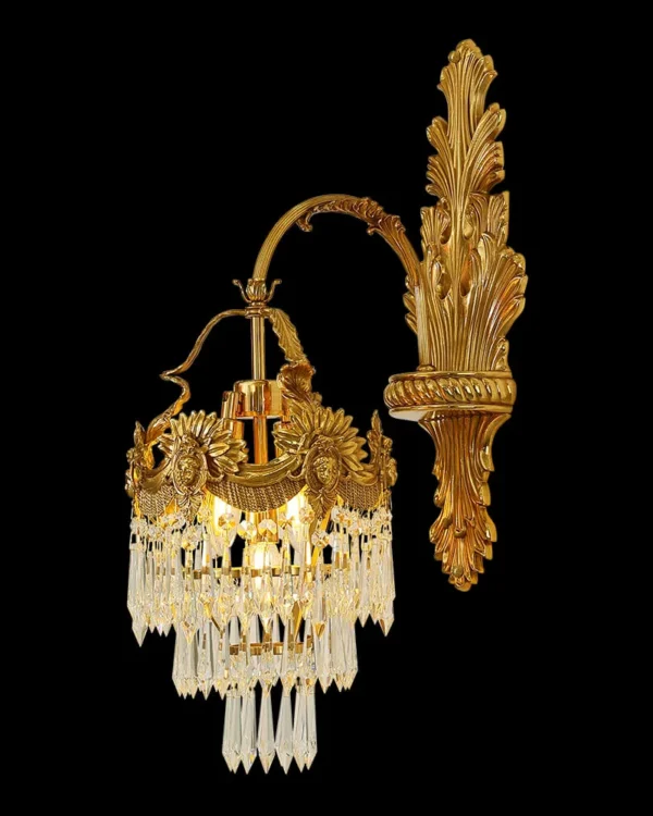 Auteuil Crystal Wall Sconce, 1-Light, 30" H in antique brass