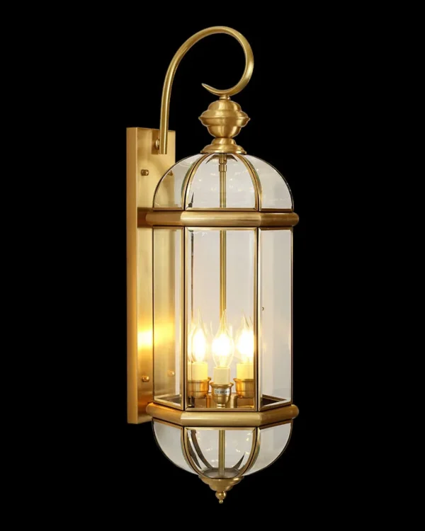 Auteuil Glass Wall Sconce, 3-Light in antique brass