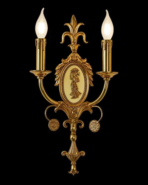 Auteuil Brass Wall Sconce II, 2-Light, 19" H in Antique Brass in antique brass