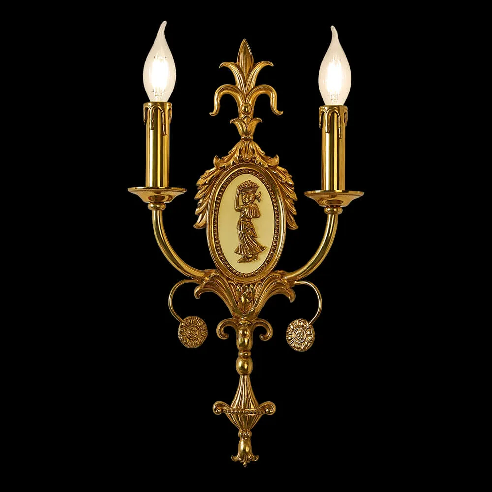 Auteuil Brass Wall Sconce II, 2-Light, 19" H in Antique Brass in antique brass