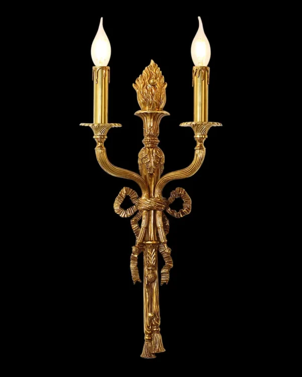 Auteuil Brass Wall Sconce II, 2-Light, 24" H in Antique Brass in antique brass