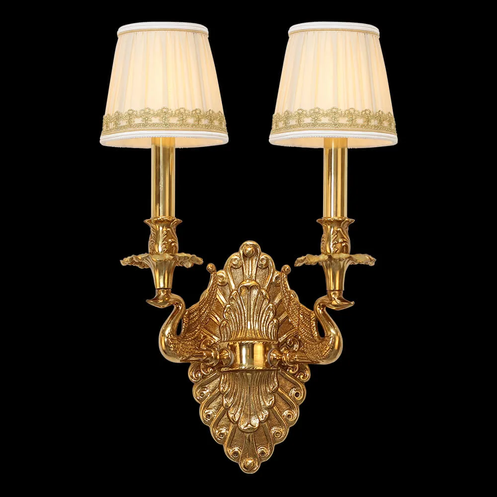 Auteuil Brass Wall Sconce III, 2-Light, 19" H in Antique Brass in antique brass