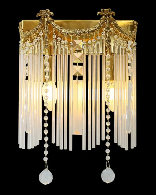 Auteuil Crystal Wall Sconce, 2-Light, 15" H in antique brass