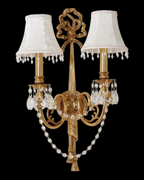 Auteuil Crystal Wall Sconce II, 2-Light, 22" H in Antique Brass in antique brass