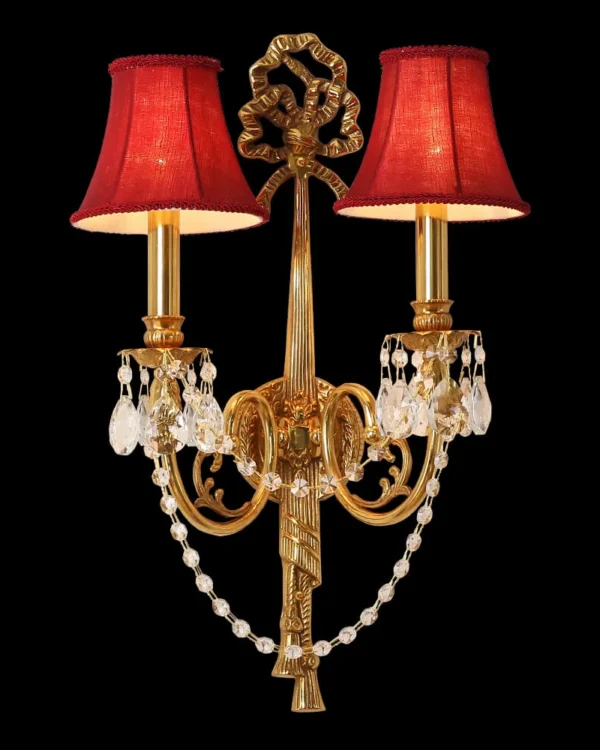 Auteuil Crystal Wall Sconce III, 2-Light, 22" H in Antique Brass in antique brass