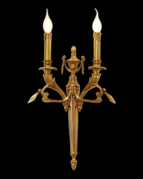 Auteuil Brass Wall Sconce, 2-Light, 24" H in Antique Brass in antique brass