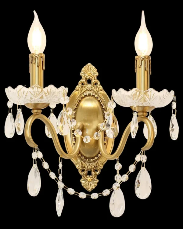 Auteuil Crystal Wall Sconce, 2-Light, 16" H in antique brass
