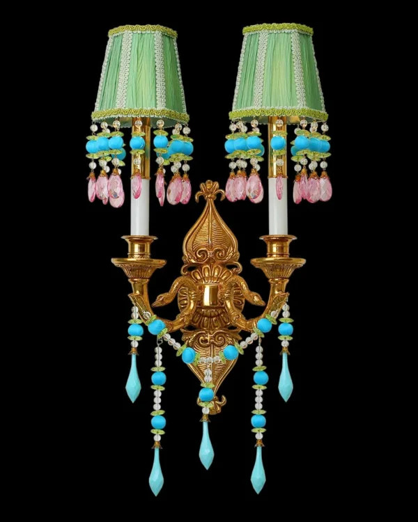 Auteuil Crystal Wall Sconce, 2-Light, 25" H in antique brass