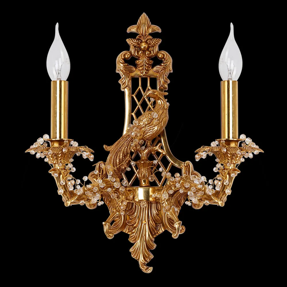 Auteuil Brass Wall Sconce, 2-Light, 16" H in antique brass