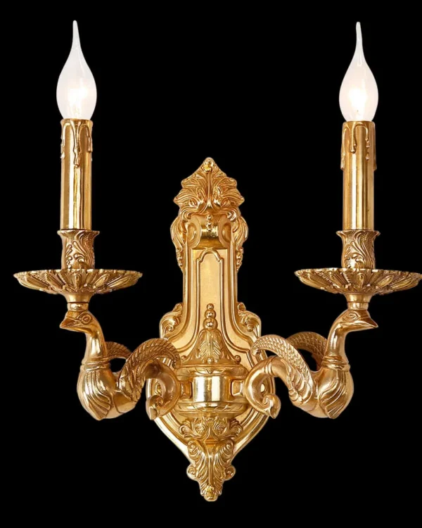 Auteuil Brass Wall Sconce, 2-Light, 18" H in Antique Brass in antique brass