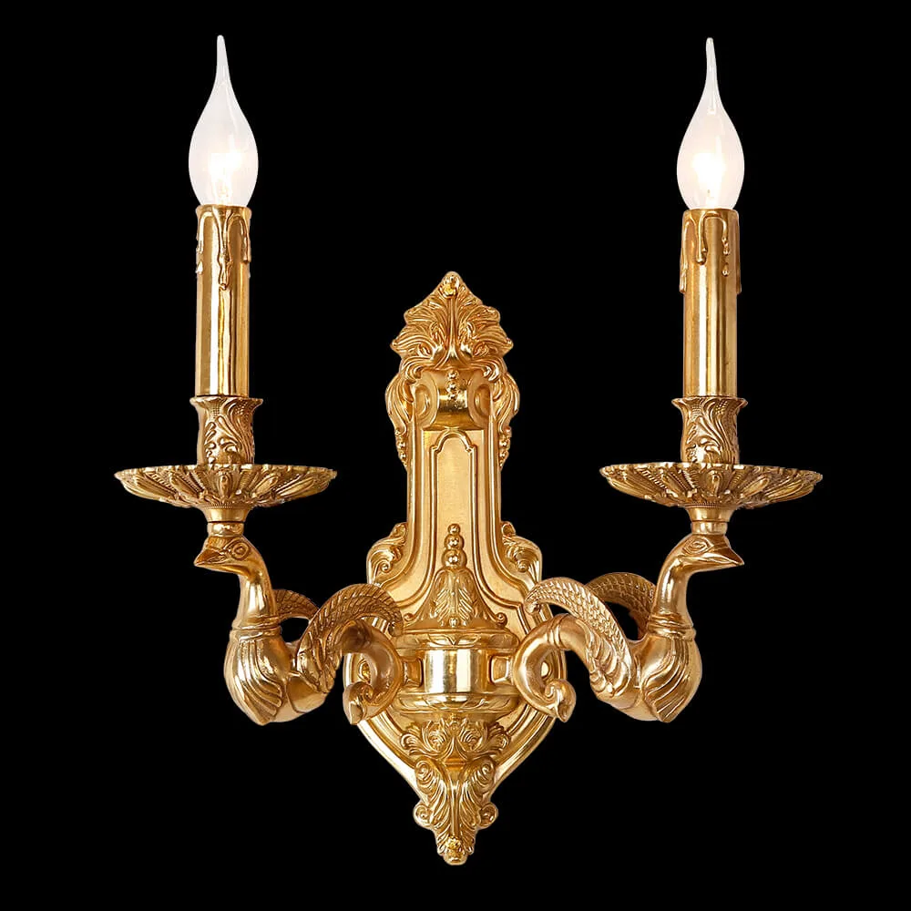 Auteuil Brass Wall Sconce, 2-Light, 18" H in Antique Brass in antique brass