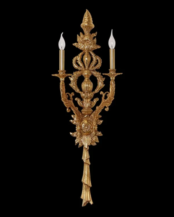 Auteuil Brass Wall Sconce, 2-Light, 42" H in Antique Brass in antique brass