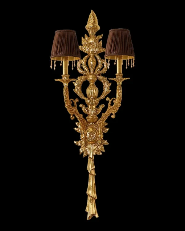 Auteuil Brass Wall Sconce II, 2-Light, 42" H in Antique Brass in antique brass