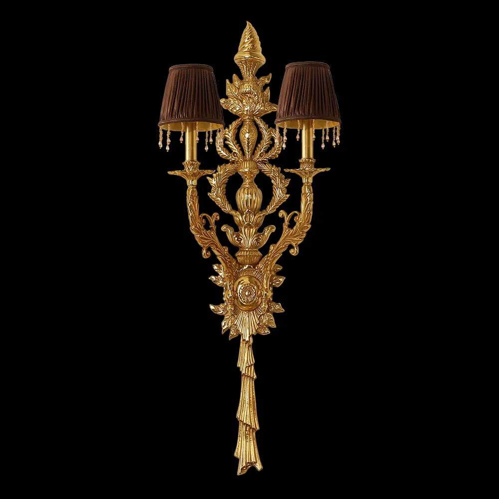 Auteuil Brass Wall Sconce II, 2-Light, 42" H in Antique Brass in antique brass