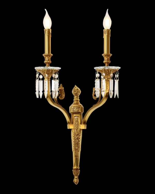 Auteuil Crystal Wall Sconce, 2-Light, 28" H in antique brass