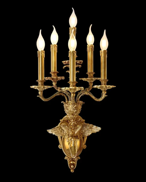 Auteuil Brass Wall Sconce, 6-Light in antique brass