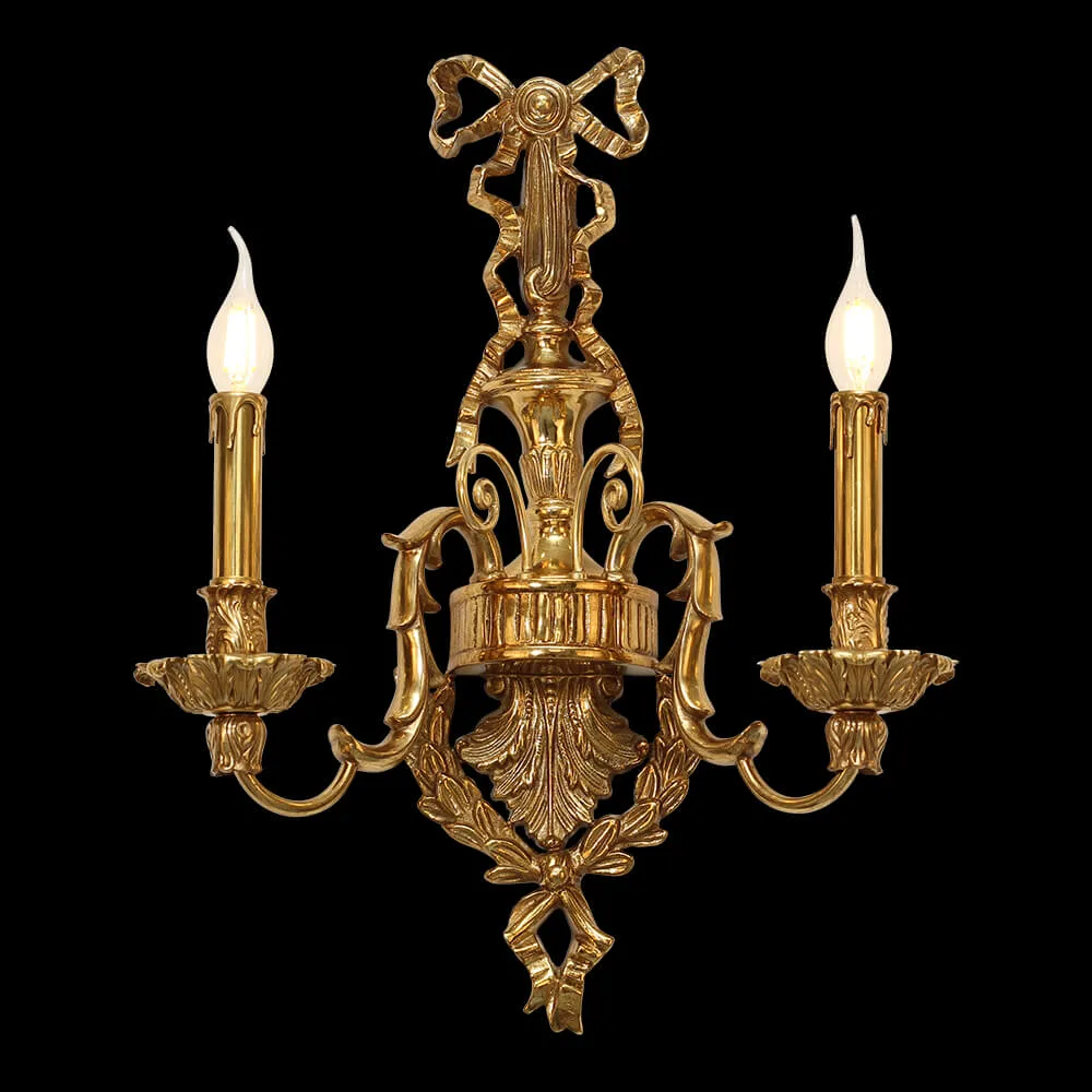 Auteuil Brass Wall Sconce, 2-Light, 19" H in Antique Brass in antique brass