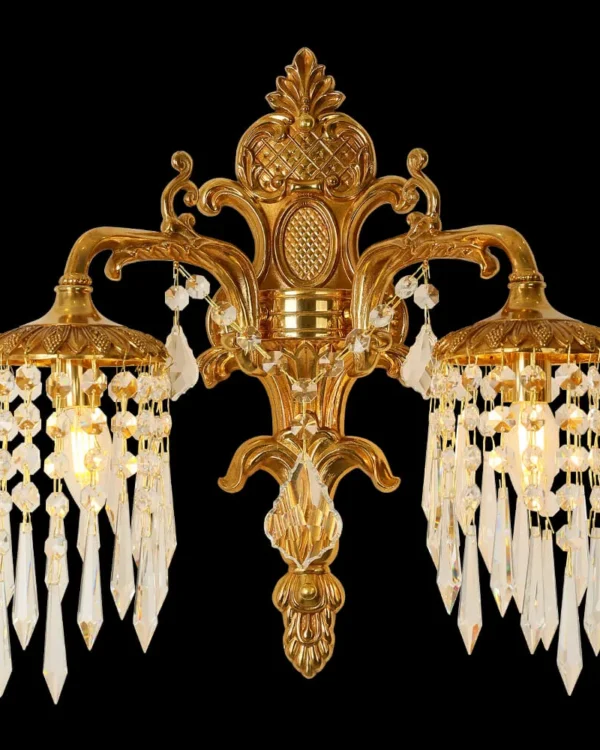 Auteuil Crystal Wall Sconce, 2-Light, 18" H in antique brass