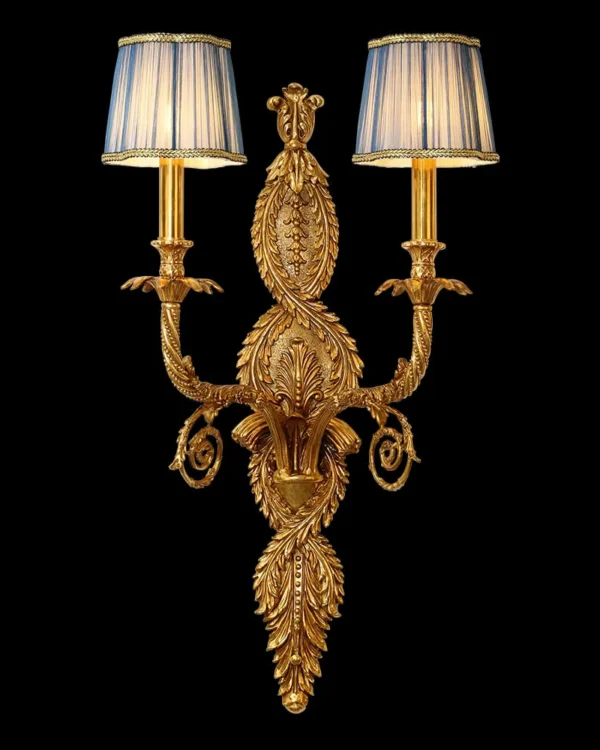 Auteuil Brass Wall Sconce, 2-Light, 28" H in antique brass