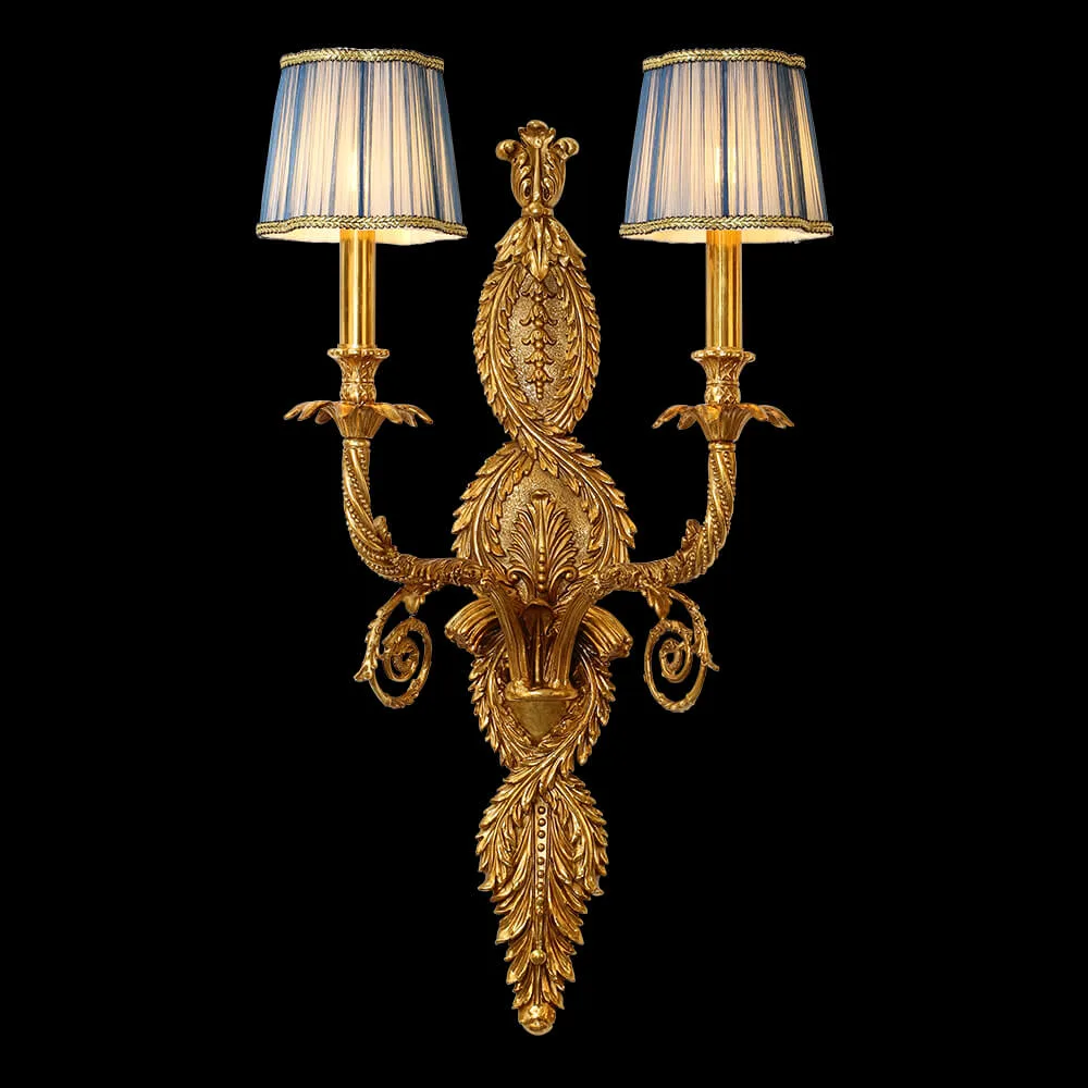 Auteuil Brass Wall Sconce, 2-Light, 28" H in antique brass