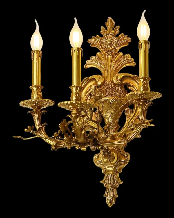 Auteuil Brass Wall Sconce, 3-Light, 24" H in Antique Brass in antique brass