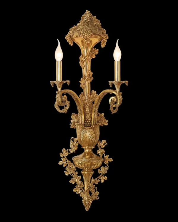 Auteuil Brass Wall Sconce, 2-Light, 35" H in Antique Brass in antique brass