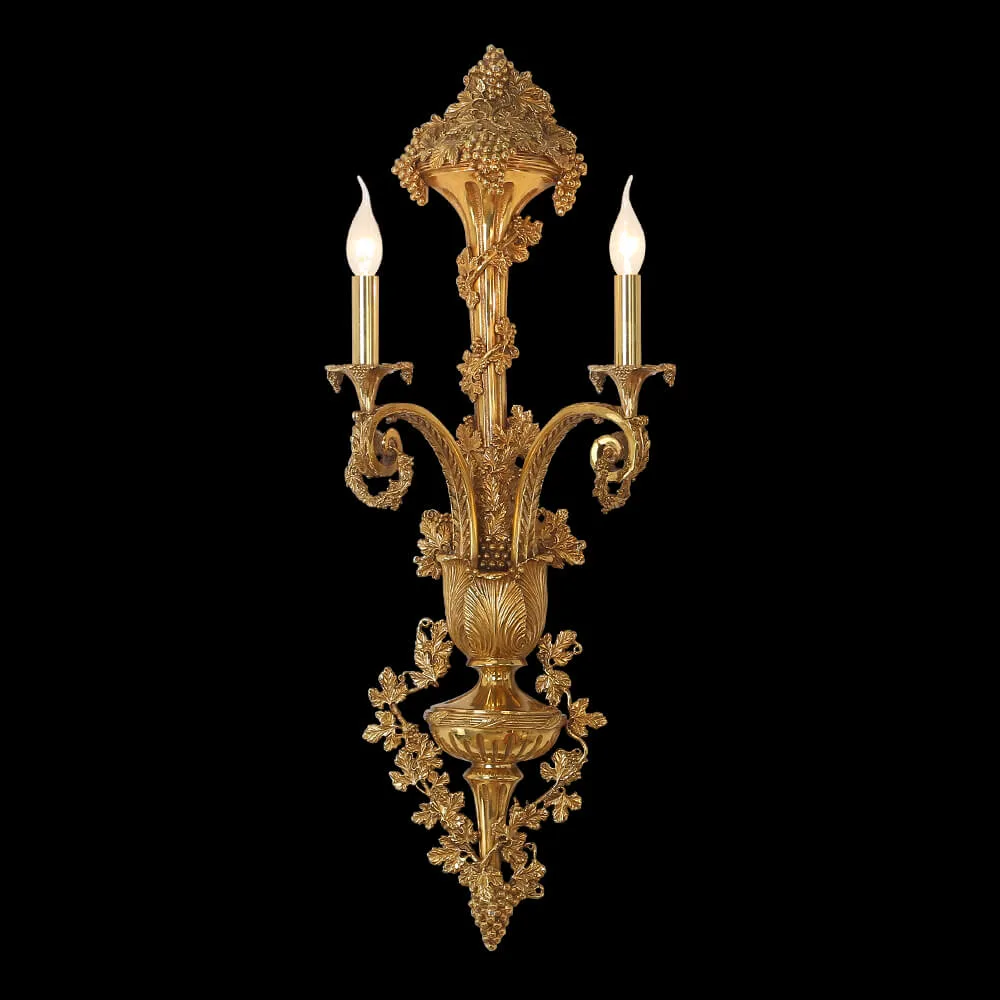 Auteuil Brass Wall Sconce, 2-Light, 35" H in Antique Brass in antique brass