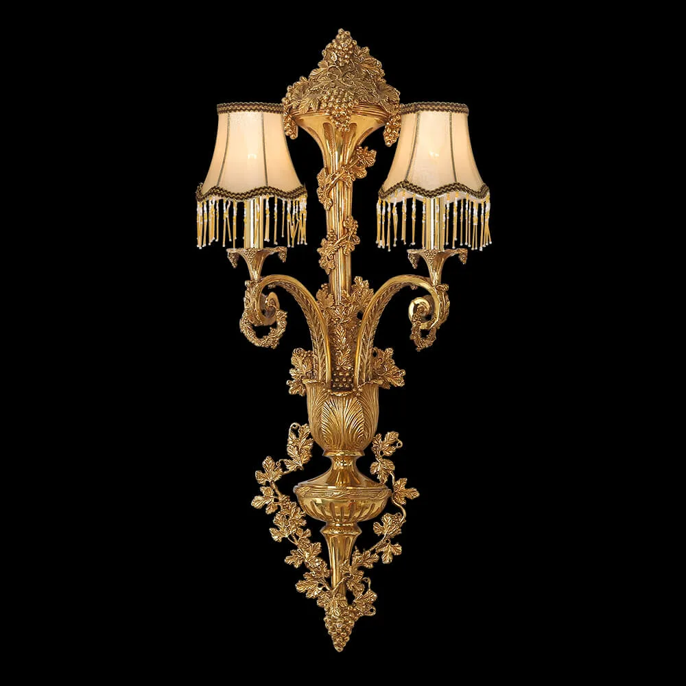Auteuil Brass Wall Sconce II, 2-Light, 35" H in Antique Brass in antique brass