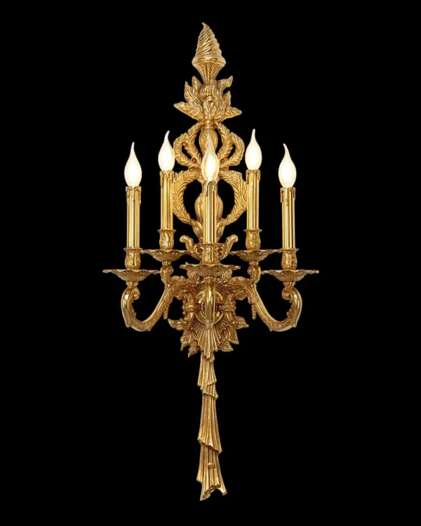 Auteuil Brass Wall Sconce, 5-Light, 41" H in antique brass