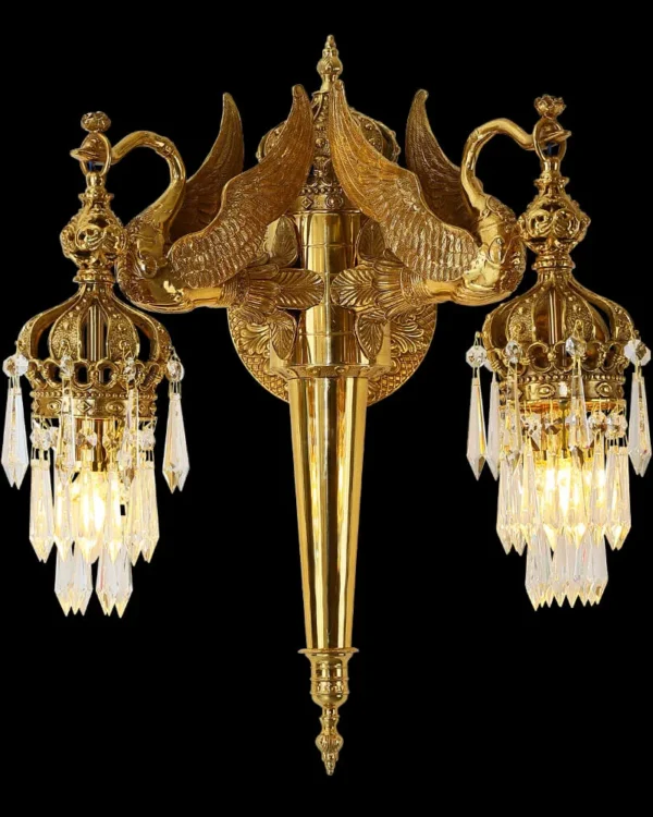 Auteuil Crystal Wall Sconce, 2-Light, 24" H in antique brass