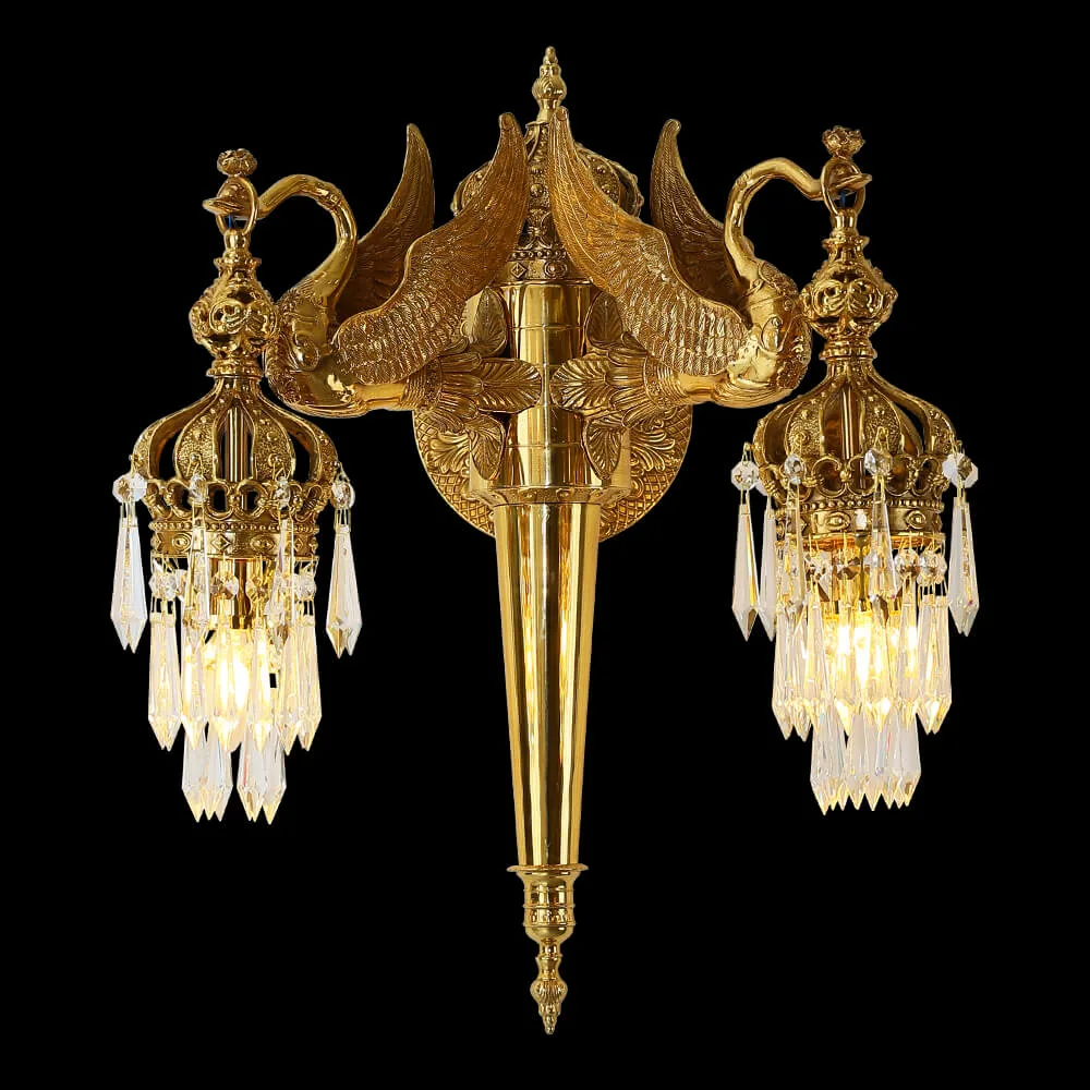 Auteuil Crystal Wall Sconce, 2-Light, 24" H in antique brass