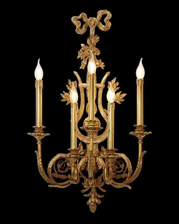 Auteuil Brass Wall Sconce, 5-Light, 35" H in antique brass