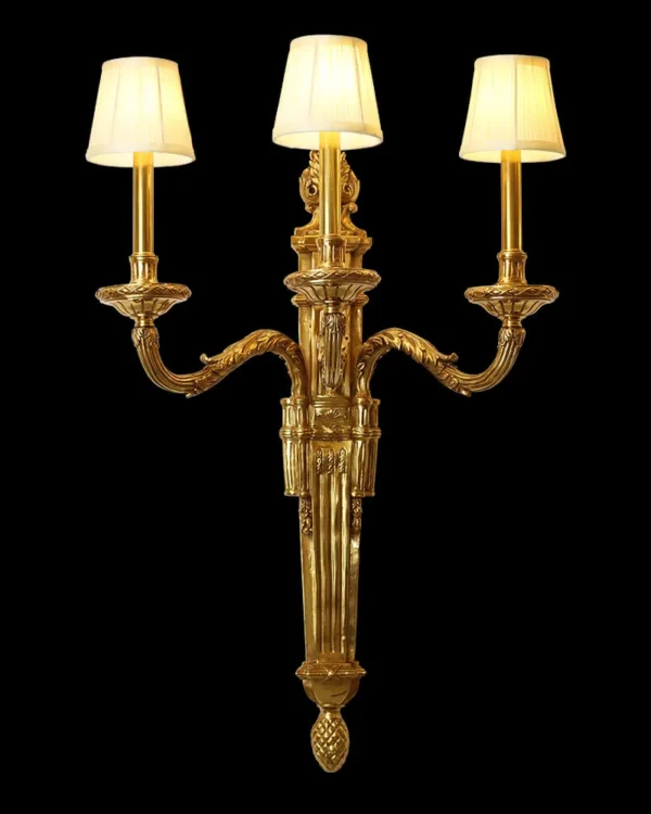 Auteuil Brass Wall Sconce II, 3-Light, 24" H in Antique Brass in antique brass