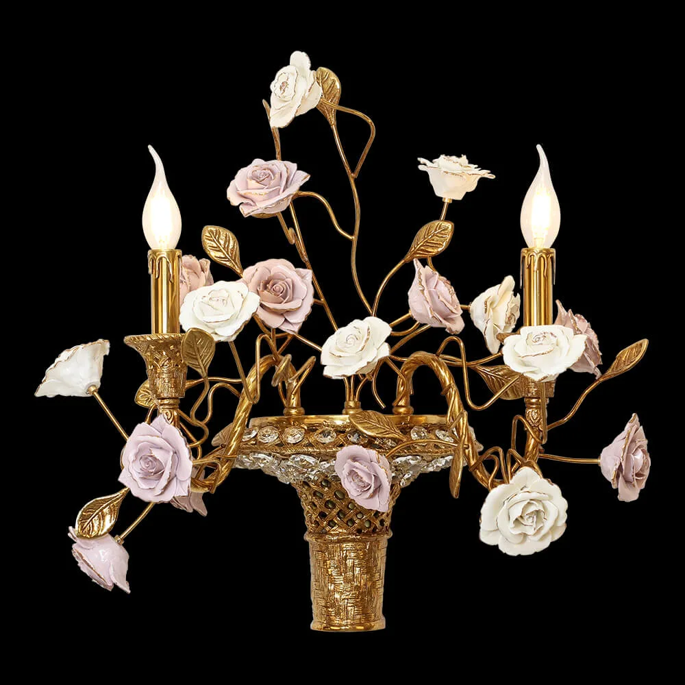 Auteuil Brass Wall Sconce, 2-Light, 21" H in antique brass