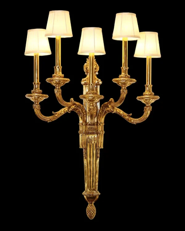 Auteuil Brass Wall Sconce, 5-Light, 43" H in antique brass