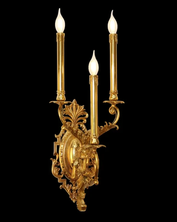 Bastille Brass Wall Sconce, 3-Light in antique brass