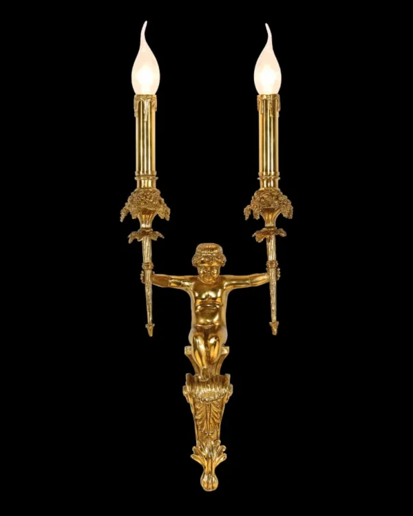 Batignolles Brass Wall Sconce, 2-Light in antique brass