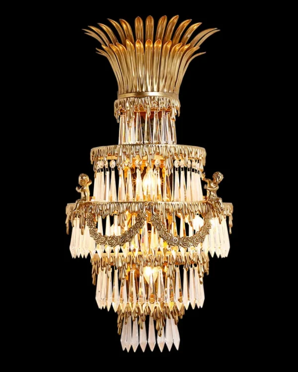 Breteuil Crystal Wall Sconce, 4-Light in antique brass