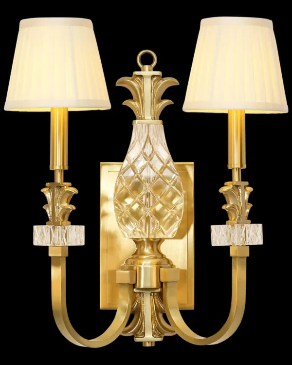 Cluny Brass Wall Sconce, 2-Light in antique brass