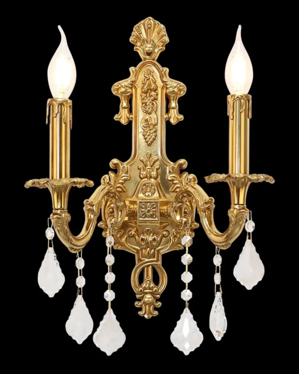 Courcelles Crystal Wall Sconce, 2-Light in antique brass