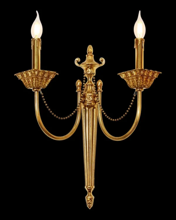 Denfert Brass Wall Sconce, 2-Light in antique brass